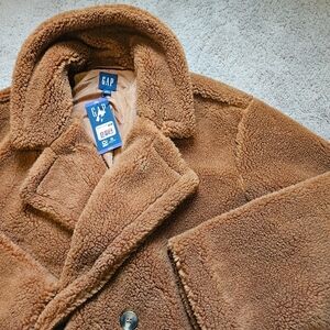 GAP Brown/Argan Oil Sherpa Jacket Womens Size XXL NWT Winter Faux Fur Fuzzy